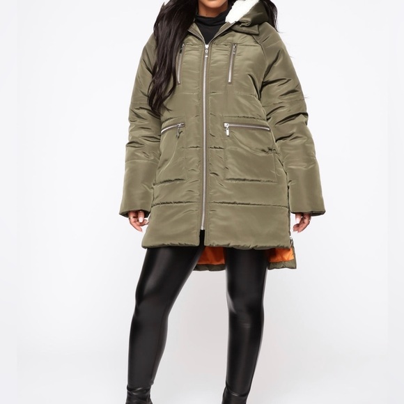 Fashion Nova Olive Puffer Coat - Picture 4 of 13